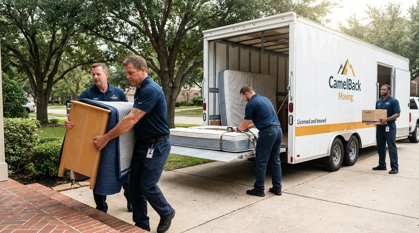 Crew loading residential truck for cross-state move from Nobleboro, ME
